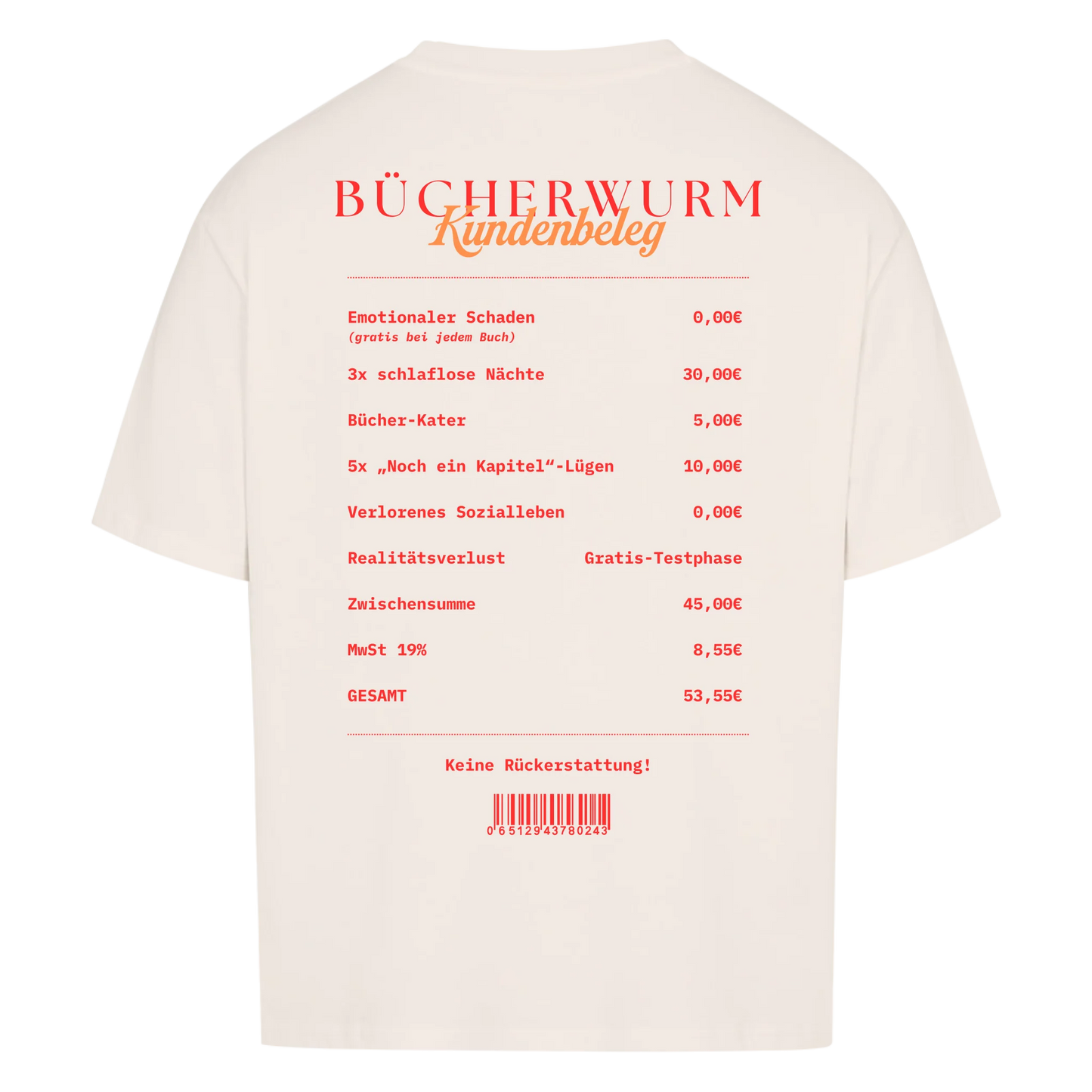 Bücherwurm - Personalisiertes Oversized Shirt