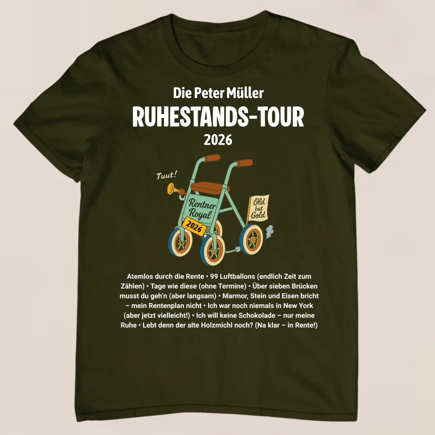 Ruhestands-Tour - Personalisiertes T-Shirt